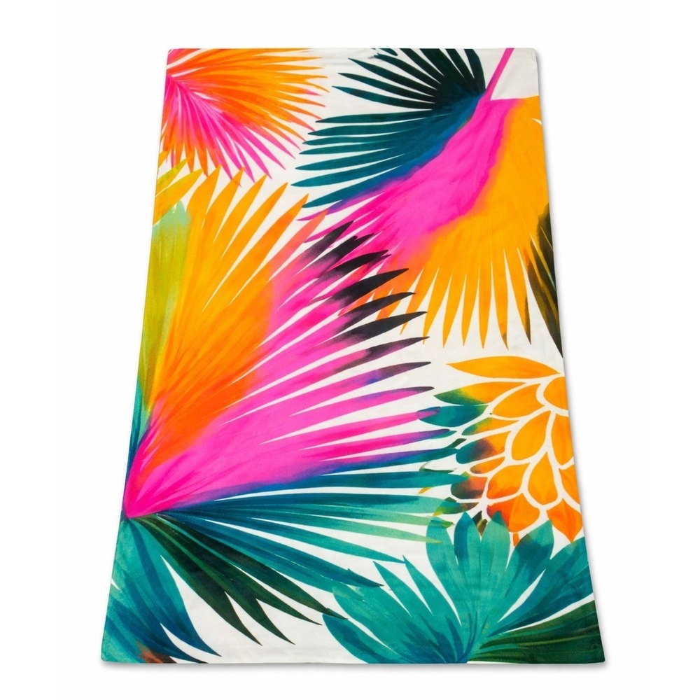 Summer & Rose Palms Beach Towel Green Orange Pink Tropical Stripe‎ 39x70